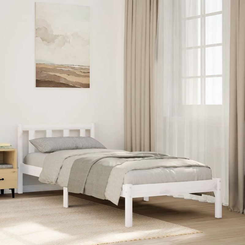 Casa si Gradina - Mobilier - Paturi si accesorii - Paturi - Cadru pat foarte lung fara saltea alb 80x220 cm lemn masiv pin - Infinity.ro