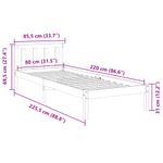 Casa si Gradina - Mobilier - Paturi si accesorii - Paturi - Cadru pat foarte lung fara saltea alb 80x220 cm lemn masiv pin - Infinity.ro