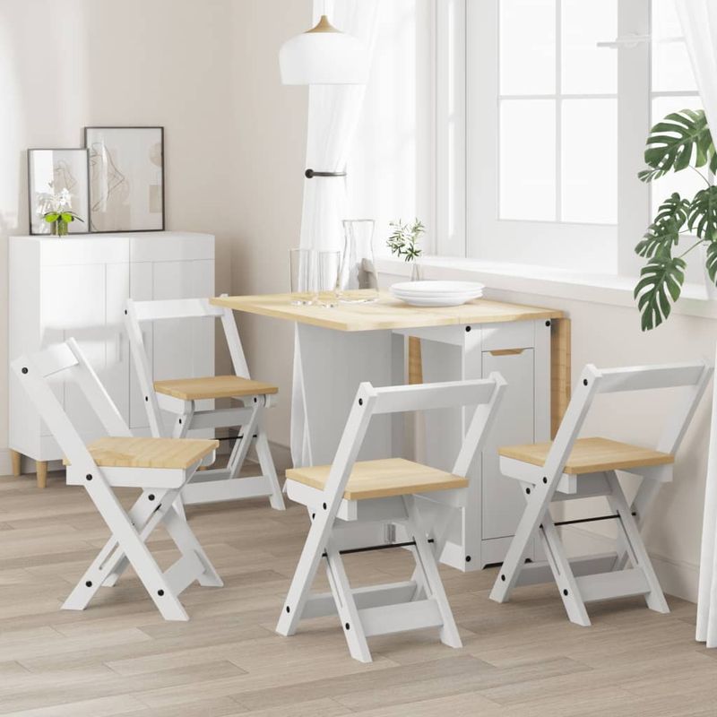 Casa si Gradina - Mobilier - Scaune si fotolii - Scaune - Scaune pliabile „Corona”, 4 buc, alb, lemn masiv pin - Infinity.ro