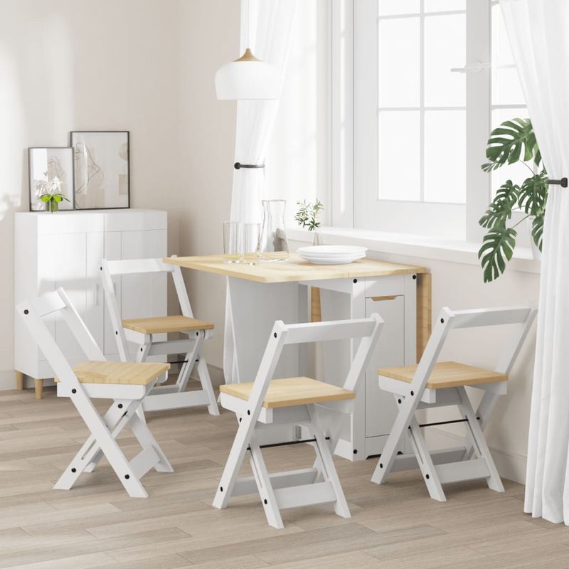 Casa si Gradina - Mobilier - Scaune si fotolii - Scaune - Scaune pliabile „Corona”, 4 buc, alb, lemn masiv pin - Infinity.ro