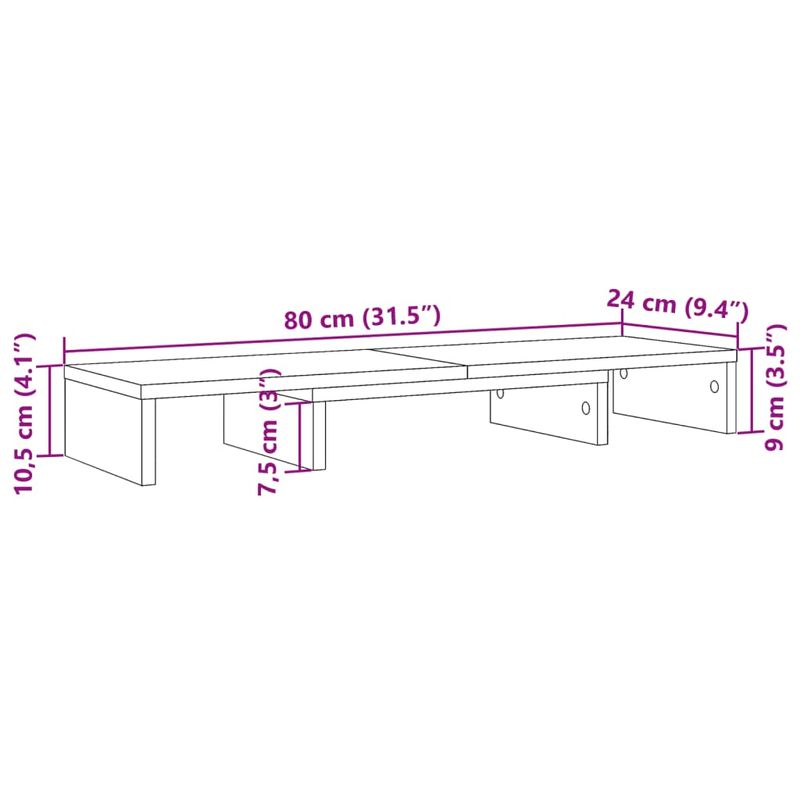 Laptop, Telefoane si Tablete - Laptopuri si accesorii - Accesorii Laptop - Standuri/Coolere notebook - Suport monitor reglabil stejar maro 80x24x10,5cm lemn prelucrat - Infinity.ro