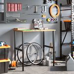 Casa si Gradina - Constructii - Scule de mana si unelte - Mese si bancuri de lucru - Banc lucru maro 100x60x(71,5-98)cm lemn masiv stejar dreptunghi, maro deschis și negru - Infinity.ro