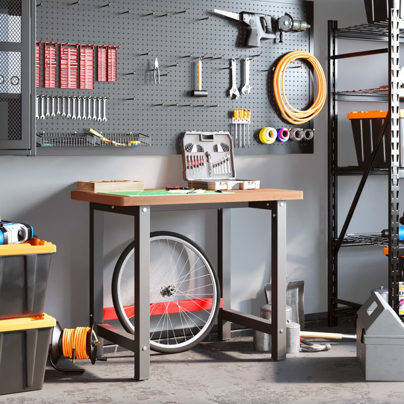 Casa si Gradina - Constructii - Scule de mana si unelte - Mese si bancuri de lucru - Banc de lucru 100x60x83 cm lemn masiv fag, dreptunghiular, maro închis - Infinity.ro