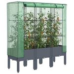 Casa si Gradina - Gradinarit si plante - Plante si ghivece - Ghivece si suporturi - Strat inaltat cu husa de sera, aspect ratan, 120x40x140 cm, gri albastru - Infinity.ro