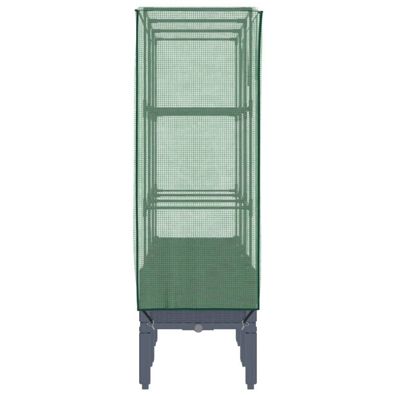 Casa si Gradina - Gradinarit si plante - Plante si ghivece - Ghivece si suporturi - Strat inaltat cu husa de sera, aspect ratan, 120x40x140 cm, gri albastru - Infinity.ro