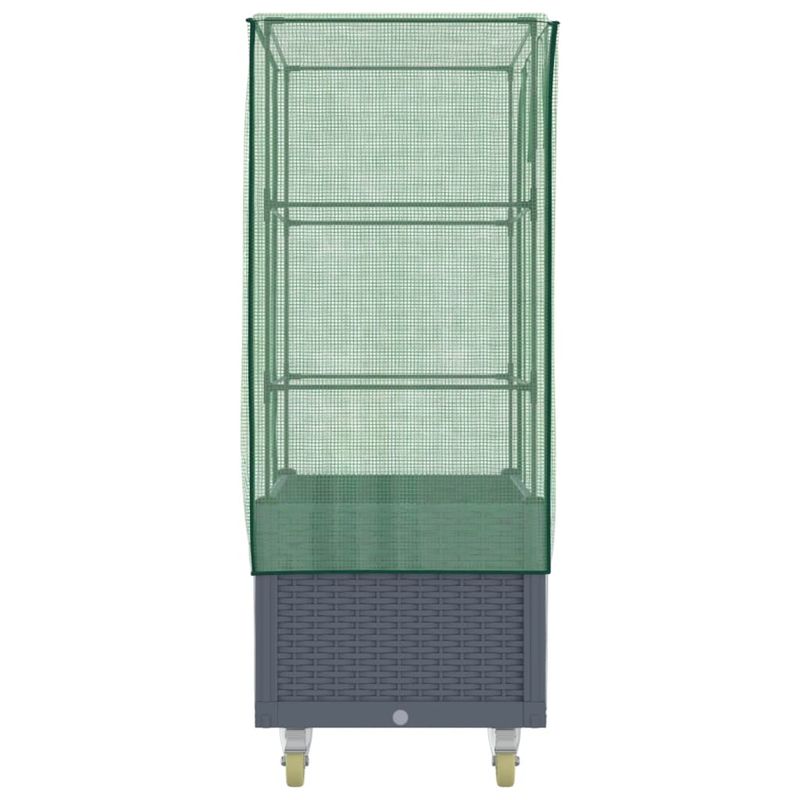 Casa si Gradina - Gradinarit si plante - Plante si ghivece - Ghivece si suporturi - Strat inaltat cu husa și roti, aspect ratan, 80x50x182 cm, gri albastru - Infinity.ro