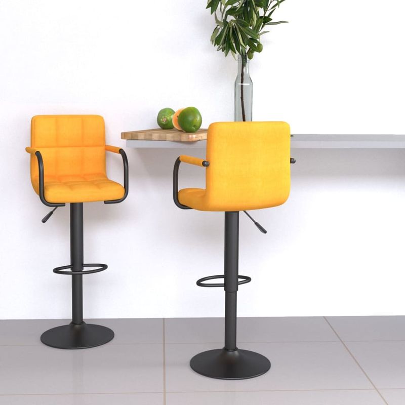 Casa si Gradina - Mobilier - Scaune si fotolii - Scaune - Scaune de bar, 2 buc., galben mustar, material textil - Infinity.ro