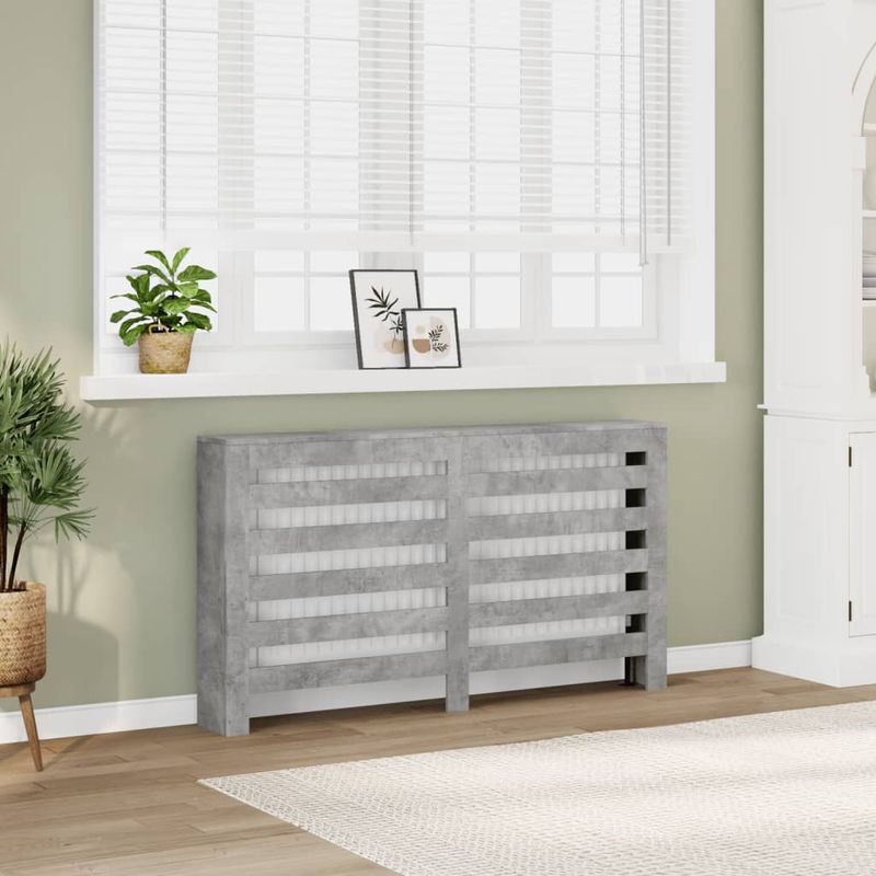 Casa si Gradina/Termice/Calorifere si accesorii/Accesorii calorifere - Masca pentru calorifer, gri beton, 149x20x82 cm, lemn prelucrat - Infinity.ro