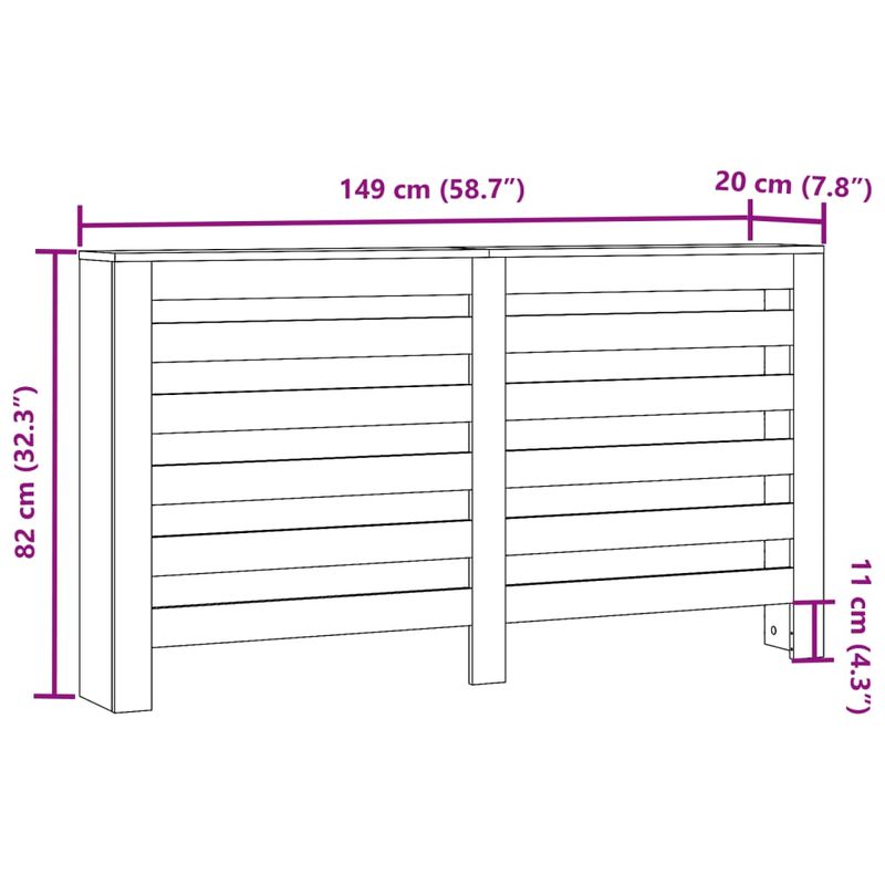 Casa si Gradina/Termice/Calorifere si accesorii/Accesorii calorifere - Masca pentru calorifer, gri beton, 149x20x82 cm, lemn prelucrat - Infinity.ro