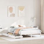 Casa si Gradina - Mobilier - Paturi si accesorii - Paturi - Cadru de pat fara saltea, alb, 140x190 cm, lemn masiv de pin - Infinity.ro