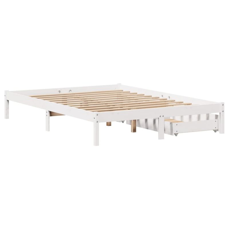 Casa si Gradina - Mobilier - Paturi si accesorii - Paturi - Cadru de pat fara saltea, alb, 140x190 cm, lemn masiv de pin - Infinity.ro