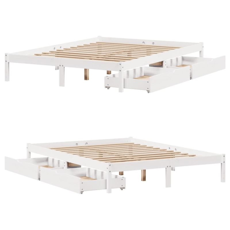 Casa si Gradina - Mobilier - Paturi si accesorii - Paturi - Cadru de pat fara saltea, alb, 140x190 cm, lemn masiv de pin - Infinity.ro