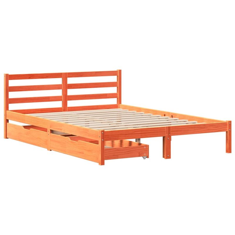 Casa si Gradina - Mobilier - Paturi si accesorii - Paturi - Cadru pat fara saltea, maro ceruit, 120x190 cm, lemn masiv pin - Infinity.ro