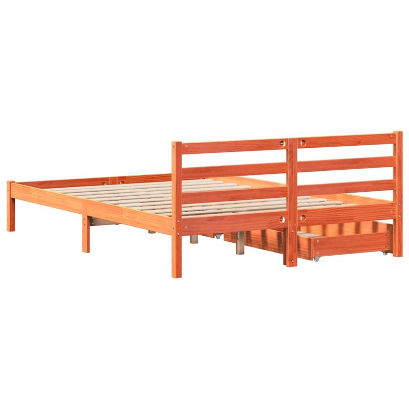 Casa si Gradina - Mobilier - Paturi si accesorii - Paturi - Cadru pat fara saltea, maro ceruit, 120x190 cm, lemn masiv pin - Infinity.ro