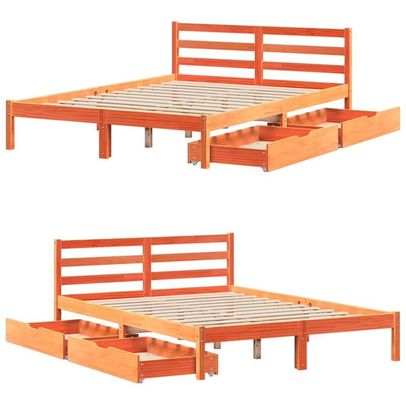 Casa si Gradina - Mobilier - Paturi si accesorii - Paturi - Cadru pat fara saltea, maro ceruit, 120x190 cm, lemn masiv pin - Infinity.ro