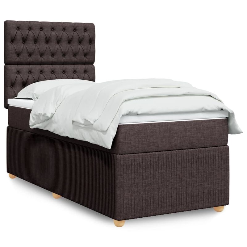 Casa si Gradina - Mobilier - Paturi si accesorii - Paturi - Pat box spring cu saltea, maro inchis, 80x200 cm, textil - Infinity.ro