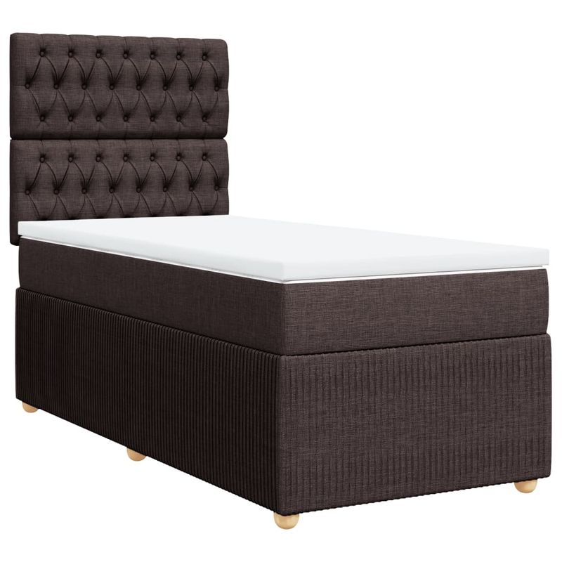 Casa si Gradina - Mobilier - Paturi si accesorii - Paturi - Pat box spring cu saltea, maro inchis, 80x200 cm, textil - Infinity.ro