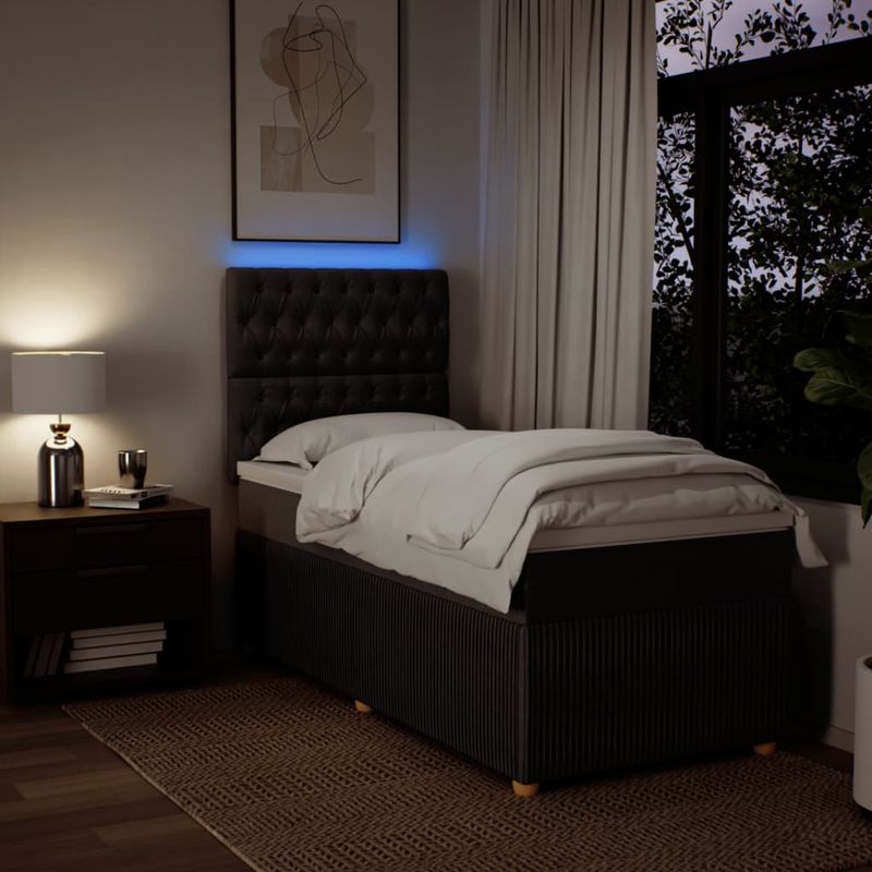 Casa si Gradina - Mobilier - Paturi si accesorii - Paturi - Pat box spring cu saltea, maro inchis, 80x200 cm, textil - Infinity.ro