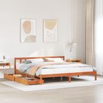 Casa si Gradina - Mobilier - Paturi si accesorii - Paturi - Cadru de pat fara saltea, maro ceruit 200x200 cm lemn masiv pin - Infinity.ro