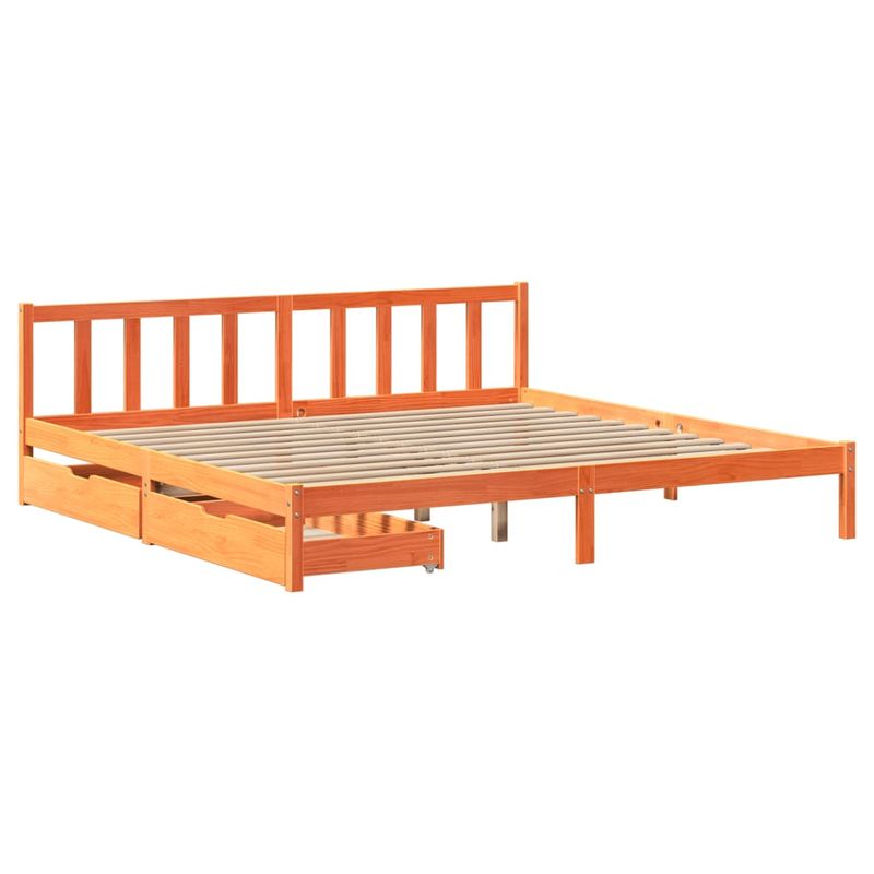 Casa si Gradina - Mobilier - Paturi si accesorii - Paturi - Cadru de pat fara saltea, maro ceruit 200x200 cm lemn masiv pin - Infinity.ro