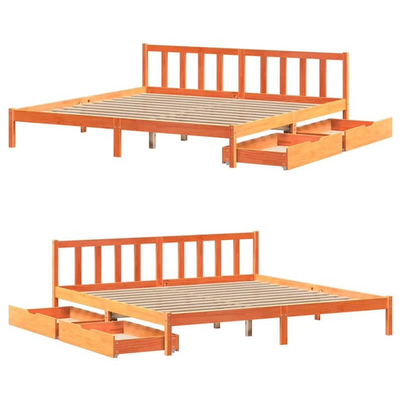 Casa si Gradina - Mobilier - Paturi si accesorii - Paturi - Cadru de pat fara saltea, maro ceruit 200x200 cm lemn masiv pin - Infinity.ro