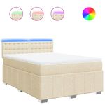 Casa si Gradina - Mobilier - Paturi si accesorii - Paturi - Pat box spring cu saltea, crem, 140x200 cm, textil - Infinity.ro