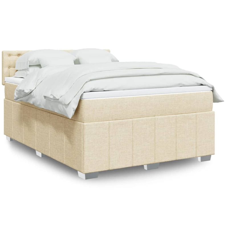 Casa si Gradina - Mobilier - Paturi si accesorii - Paturi - Pat box spring cu saltea, crem, 140x200 cm, textil - Infinity.ro