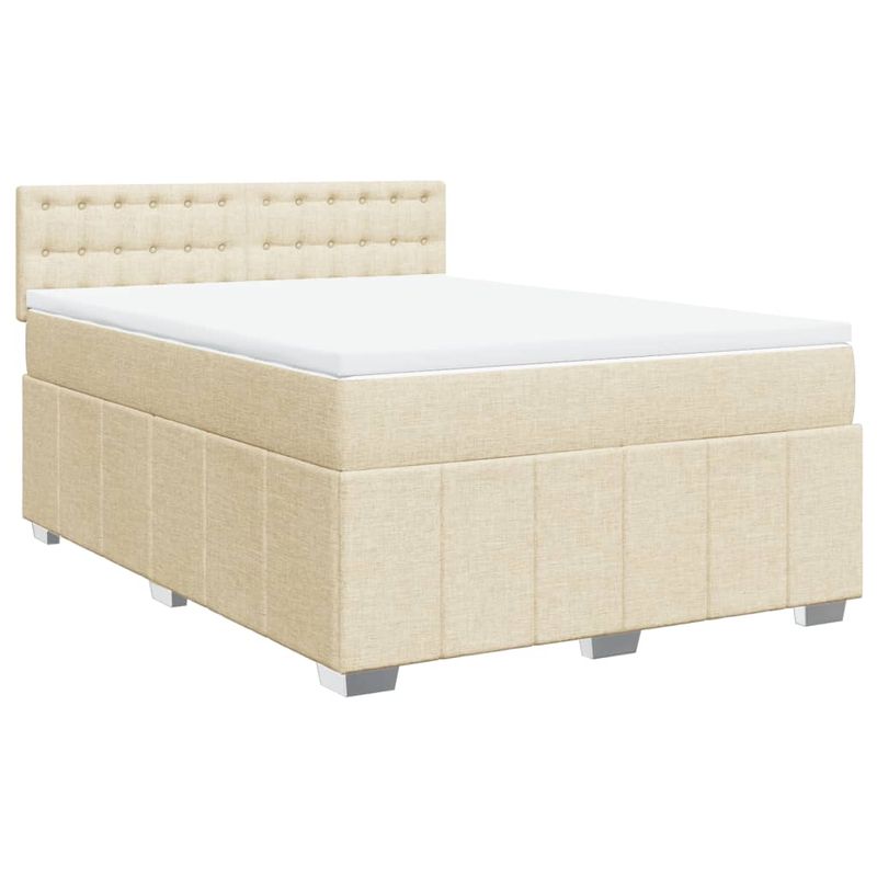 Casa si Gradina - Mobilier - Paturi si accesorii - Paturi - Pat box spring cu saltea, crem, 140x200 cm, textil - Infinity.ro