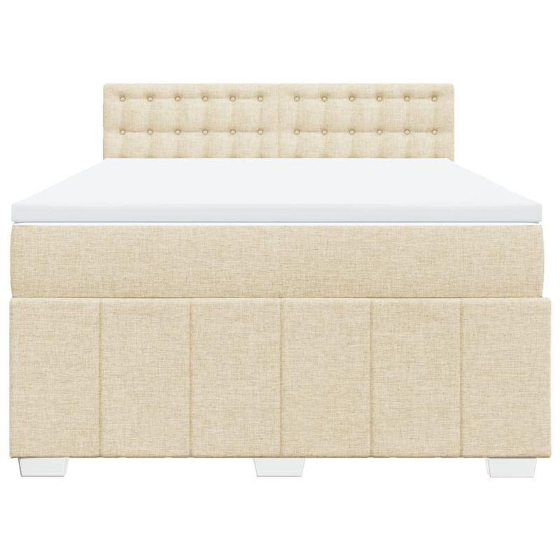Casa si Gradina - Mobilier - Paturi si accesorii - Paturi - Pat box spring cu saltea, crem, 140x200 cm, textil - Infinity.ro