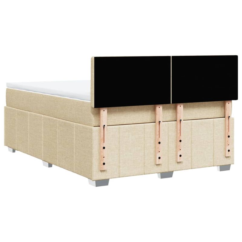 Casa si Gradina - Mobilier - Paturi si accesorii - Paturi - Pat box spring cu saltea, crem, 140x200 cm, textil - Infinity.ro
