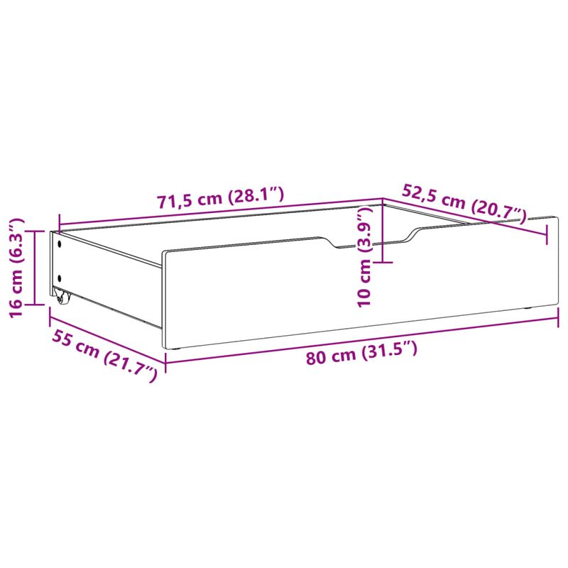 Casa si Gradina - Mobilier - Paturi si accesorii - Accesorii paturi - Sertare de pat 2 buc. 80x55x16 cm maro ceruit lemn masiv de pin - Infinity.ro
