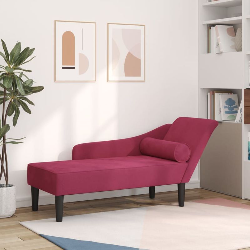 Casa si Gradina - Mobilier - Scaune si fotolii - Fotolii - Fotoliu sezlong cu perne, rosu vin, catifea - Infinity.ro