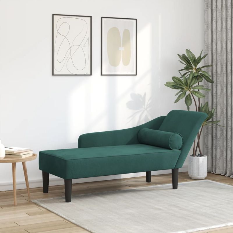 Casa si Gradina - Mobilier - Scaune si fotolii - Fotolii - Fotoliu sezlong cu perne, verde inchis, catifea - Infinity.ro