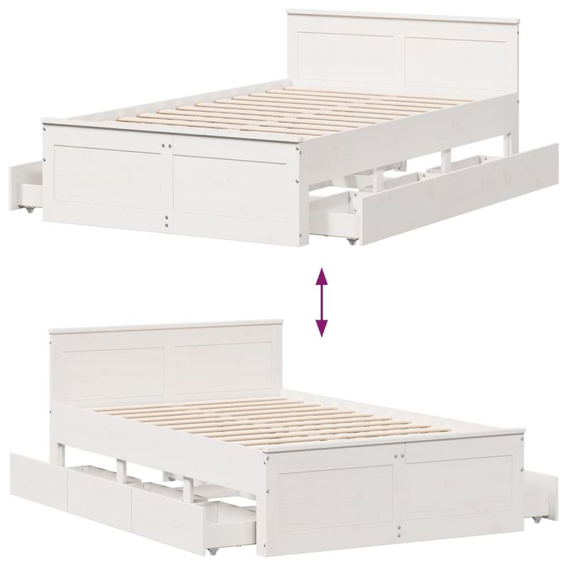 Casa si Gradina - Mobilier - Paturi si accesorii - Paturi - Cadru pat fara saltea/cu tablie, alb, 120x190cm, lemn masiv pin - Infinity.ro