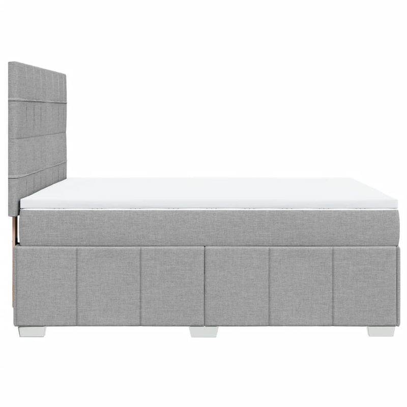 Casa si Gradina - Mobilier - Paturi si accesorii - Paturi - Pat box spring cu saltea, gri deschis, 140x190 cm, textil - Infinity.ro