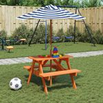 Casa si Gradina - Gradina si terasa - Mobilier exterior - Mese gradina - Masa de picnic pentru 4 copii, cu umbrela, lemn masiv brad - Infinity.ro