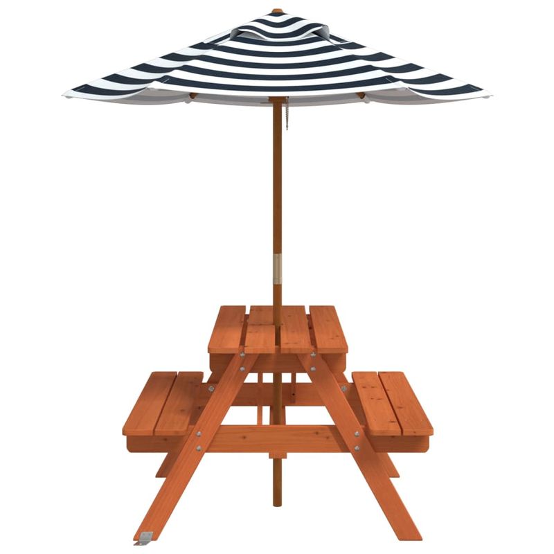 Casa si Gradina - Gradina si terasa - Mobilier exterior - Mese gradina - Masa de picnic pentru 4 copii, cu umbrela, lemn masiv brad - Infinity.ro
