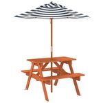 Casa si Gradina - Gradina si terasa - Mobilier exterior - Mese gradina - Masa de picnic pentru 4 copii, cu umbrela, lemn masiv brad - Infinity.ro