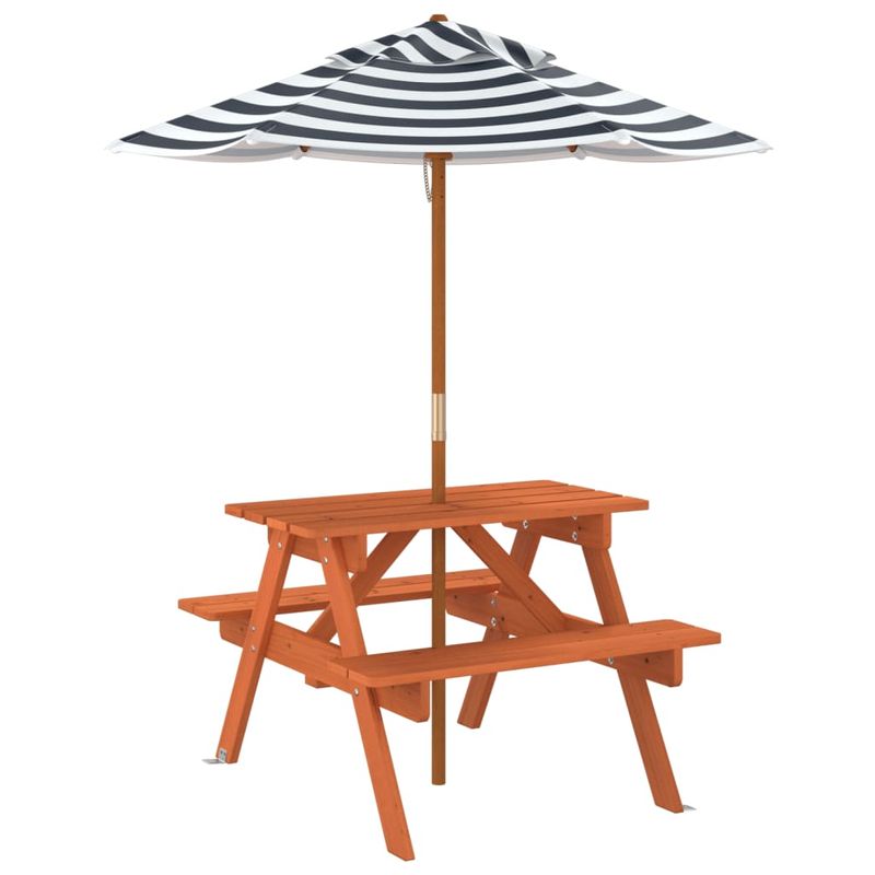 Casa si Gradina - Gradina si terasa - Mobilier exterior - Mese gradina - Masa de picnic pentru 4 copii, cu umbrela, lemn masiv brad - Infinity.ro