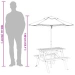 Casa si Gradina - Gradina si terasa - Mobilier exterior - Mese gradina - Masa de picnic pentru 4 copii, cu umbrela, lemn masiv brad - Infinity.ro