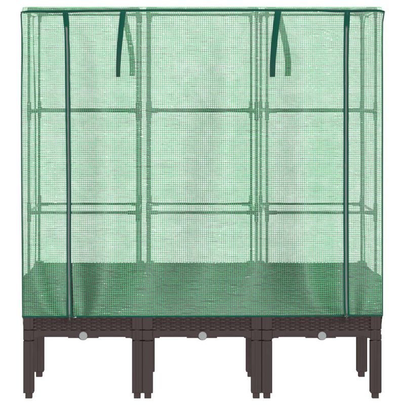 Casa si Gradina - Gradinarit si plante - Plante si ghivece - Ghivece si suporturi - Strat inaltat cu husa de sera, aspect ratan, 120x40x140 cm, maro - Infinity.ro
