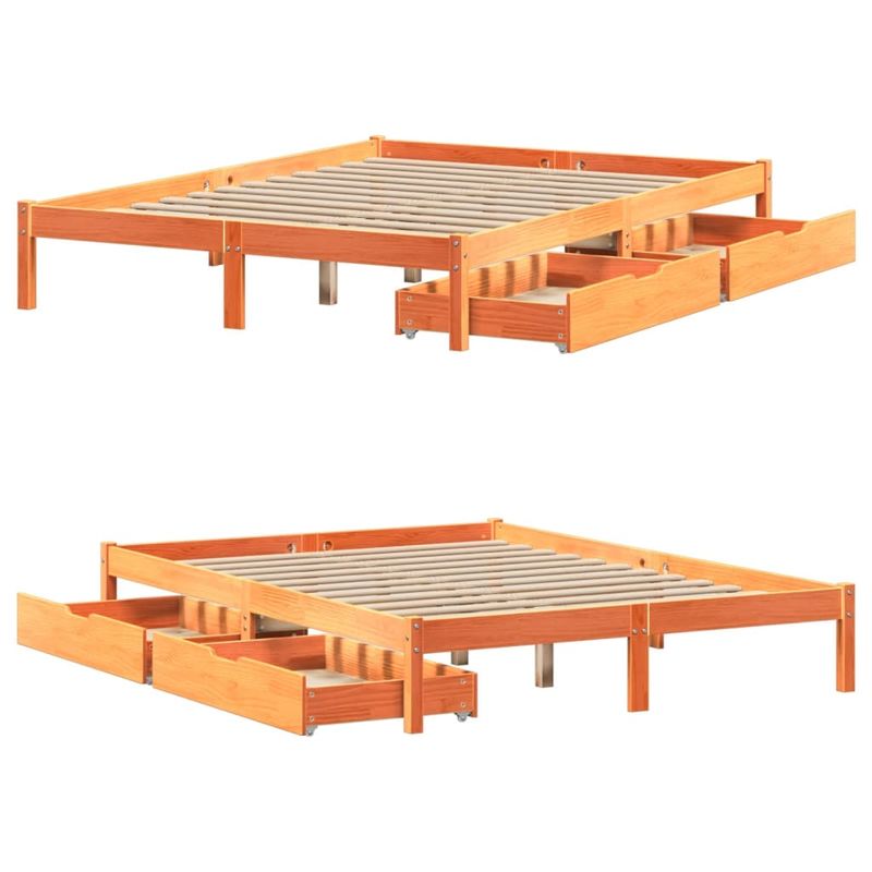Casa si Gradina - Mobilier - Paturi si accesorii - Paturi - Cadru de pat fara saltea, maro ceruit 150x200 cm lemn masiv pin - Infinity.ro