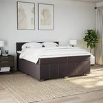 Casa si Gradina - Mobilier - Paturi si accesorii - Paturi - Pat box spring cu saltea, maro inchis, 200x200 cm, textil - Infinity.ro
