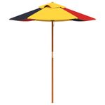 Casa si Gradina - Gradina si terasa - Mobilier exterior - Mese gradina - Masa picnic pentru 4 copii cu umbrela, rotunda, lemn masiv brad, maro închis și multicolor - Infinity.ro