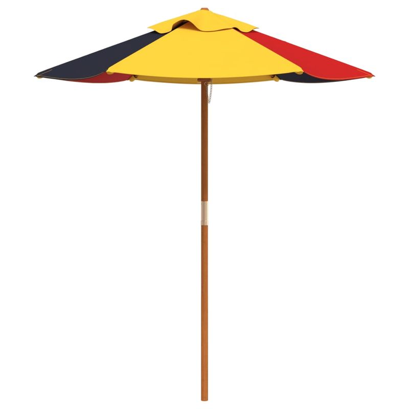 Casa si Gradina - Gradina si terasa - Mobilier exterior - Mese gradina - Masa picnic pentru 4 copii cu umbrela, rotunda, lemn masiv brad, maro închis și multicolor - Infinity.ro