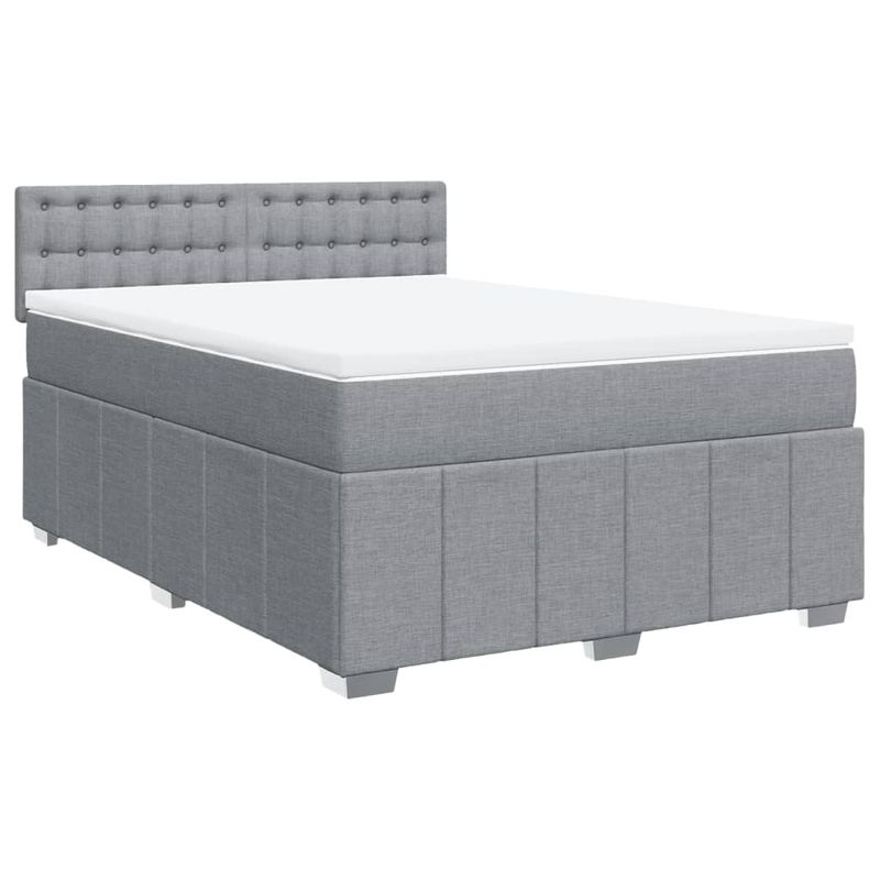 Casa si Gradina - Mobilier - Paturi si accesorii - Paturi - Pat box spring cu saltea, gri deschis, 140x190 cm, textil - Infinity.ro