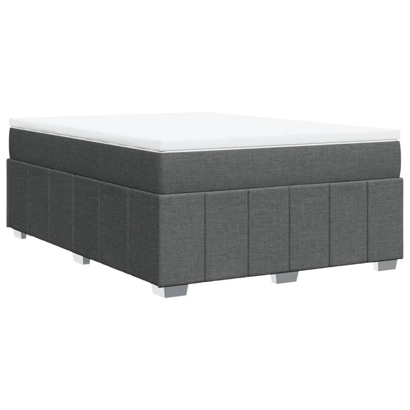 Casa si Gradina - Mobilier - Paturi si accesorii - Paturi - Pat box spring cu saltea, gri inchis, 140x190 cm, textil - Infinity.ro