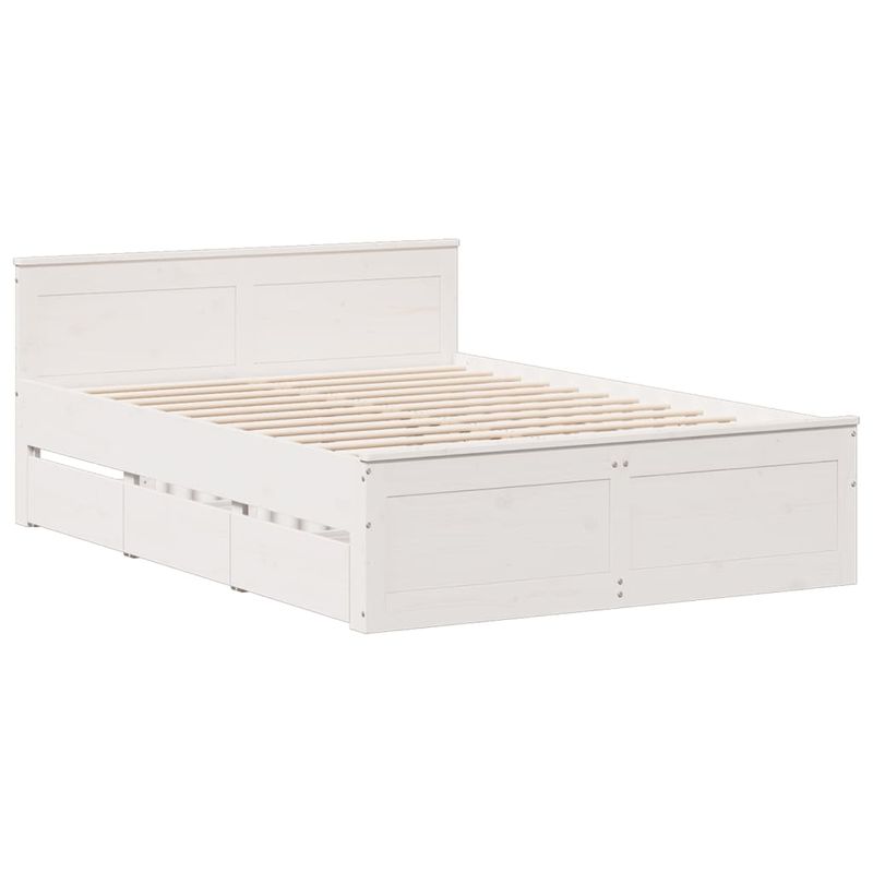Casa si Gradina - Mobilier - Paturi si accesorii - Paturi - Cadru pat fara saltea/cu tablie, alb, 140x190cm, lemn masiv pin - Infinity.ro
