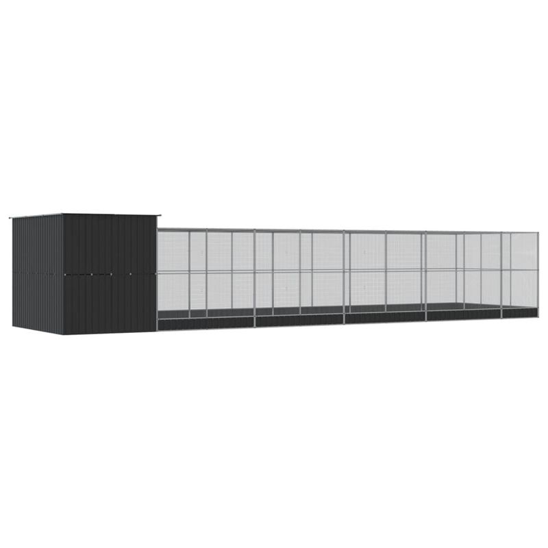 Petshop - Accesorii petshop - Culcusuri si custi - Tarcuri si colivii - Voliera de pasari cu extensie, argintiu, 1118x303x216 cm, otel - Infinity.ro
