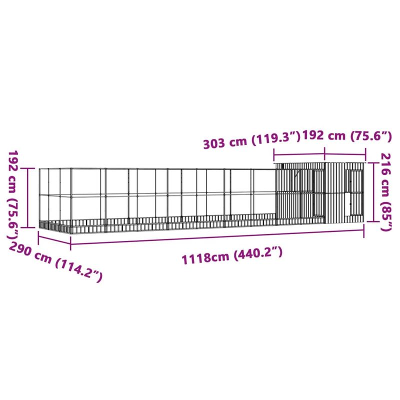 Petshop - Accesorii petshop - Culcusuri si custi - Tarcuri si colivii - Voliera de pasari cu extensie, argintiu, 1118x303x216 cm, otel - Infinity.ro